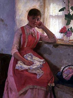 Portrait Of A Girl In A Pink Apron