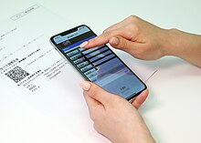 Smartphones are the mainstream for online voting used by the Japanese private sector, but e-voting is not possible due to the law in public office elections in Japan. Electronic voting.jpg