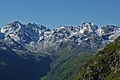 Uitzicht op het Garneratal en de historische Tübinger Hütte.