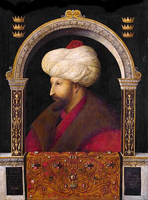 Portrait of Mehmed II by Venetian artist Genti...