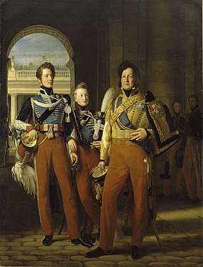 Retrato do Duque de Orléans com seus filhos Duque de Némours (ao centro) e Duque de Chartres (1830), por Louis Hersent