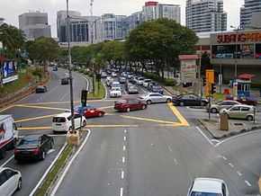 Jalan Kemajuan Subang facing NW, three-way intersection in front of Subang Parade, Subang Jaya, Malaysia (28 May 2014) (03).jpg