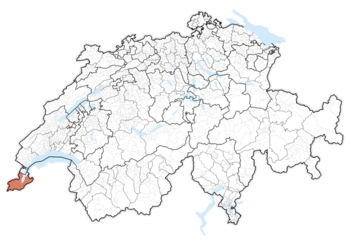 Lage des Kantons Genf in der Schweiz