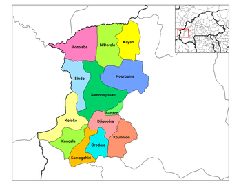 Vị trí của N'dorola trong tỉnh