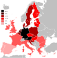 Locuteurs germanophones par pays dans l'Union Européenne et quelques pays voisins.