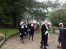 High sheriffs in the United Kingdom customarily wear velvet Court Dress suits on formal occasions. Legal Service for Wales 2013 (112).JPG