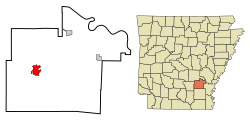 Location in Lincoln County and the state of Arkansas