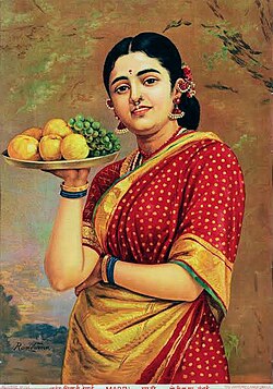 Lukisan Madri menurut imajinasi pelukis India Raja Ravi Varma.