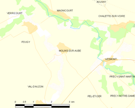 Mapa obce Molins-sur-Aube