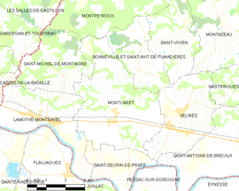 Mapa obce Montcaret