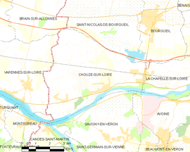 Mapa obce Chouzé-sur-Loire