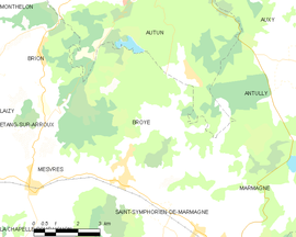 Mapa obce Broye