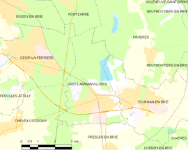 Mapa obce Gretz-Armainvilliers