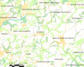 Mapa obce Royères