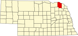 map of Nebraska highlighting Cedar County