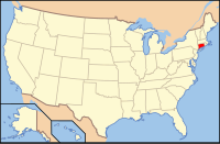 Map of the United States highlighting Connecticut