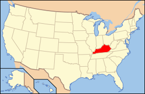 Map of USA with Kentucky highlighted