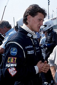 Michael Schumacher made his debut this season with Jordan before joining Benetton. Michael Schumacher Bernie Ecclestone September 1991 (cropped).jpg