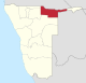 Lage der Region Kavango in Namibia