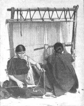 Navajo spinning and weaving on vertical loom Navaho spinning and weaving page 928.png