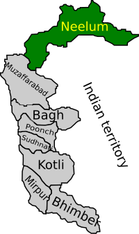 Map of Azad Kashmir with Neelum District highlightedNeelum is the most northern district of Azad Kashmir