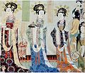 Noble Ladies Worshipping Buddha, Tang dynasty painting.