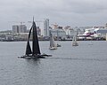 Round Lidingö Race 2009. View from the starting area. Spirit of Titan lets the wind forces loose and starts off.