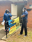 Terri Sewell distributing food relief in Alabama