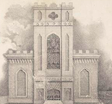 The newly constructed Trinity Church building, Boston; illustration published in Bower of Taste, c. 1829