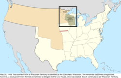 Map of the change to the United States in central North America on May 29, 1848