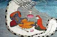 Vishnu and Lakshmi on Shesha Naga, ca 1870.jpg
