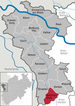 Läget för Wachtendonk i Kreis Kleve