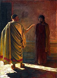 Nikolai Ge's What is Truth?, depicting the New Testament account of the question as posed by Pilate to Jesus. What is truth.jpg