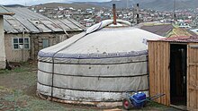 In settlements, many families live in ger districts Yurt in Ulan Bator.JPG