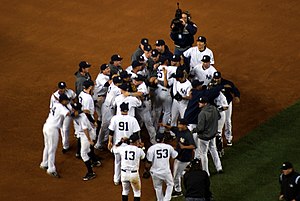 New York Yankees celebrate after 2009 American...