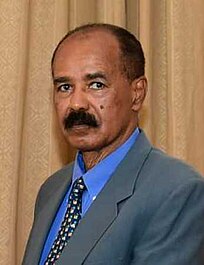 President Isaias Afwerki has ruled Eritrea as a totalitarian dictator since the country's independence in 1993. Ambassador Nura Abba Rimi & President Isaias Afwerki of Eritrea (cropped).jpg