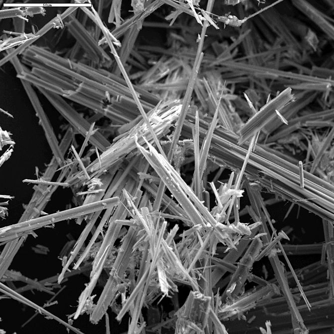 Asbestos fibres - a single fibre is believed t...