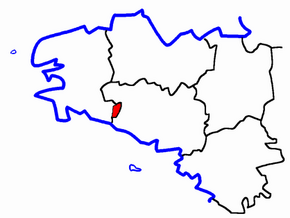 Kanton Arzano na mapě regionu Bretaň