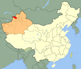 Börtalas läge i Xinjiang, Kina.