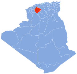 Map of Algeria highlighting Tiaret