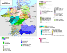 La Aŭstraj-germanaj lingvoj en malhela bluo