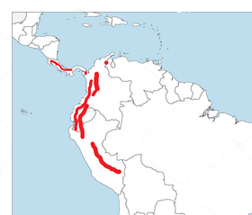 Distribución geográfica del formicario pechirrufo.