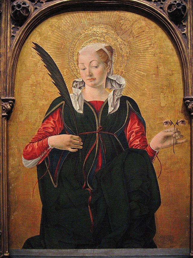  Saint Lucy by Domenico Beccafumi, 1521, (Pinacoteca Nazionale, Siena) dans images sacrée 640px-Francesco_del_Cossa_-_Saint_Lucy