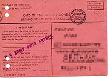 US Army: Card of capture for German POWs - front Gefangenen-Meldung Vorderseite.jpg