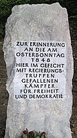 Gedenkstein für die zwanzig am Ostersonntag 1848 beim Jägerbrunnen in Günterstal gefallenen Freischärler der Kolonne Sigel unter Führung Gustav Struves.
