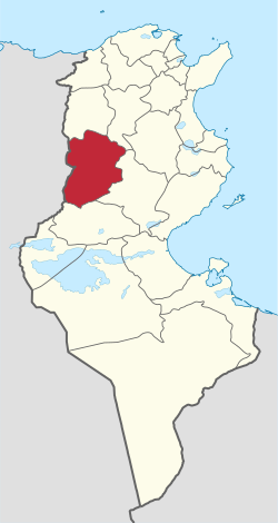 Карта на Тунис с подчертана Kasserine