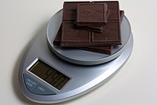 A digital kitchen scale, a common use of an embedded computer.