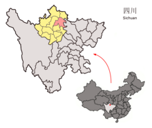 Location of Songpan within Sichuan (China).png