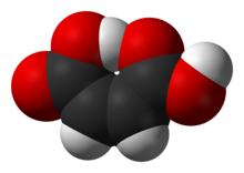 Space-filling model of the maleic acid molecule