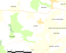 Mapa obce Cesset